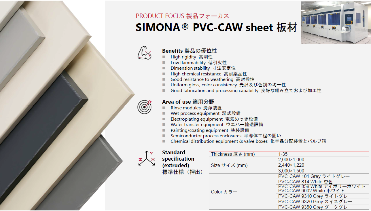 押出PVCプレート SIMONA(ドイツメーカー)の取り扱いを開始しました